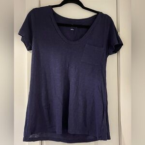 Elegant Deep Blue V-Neck Tee